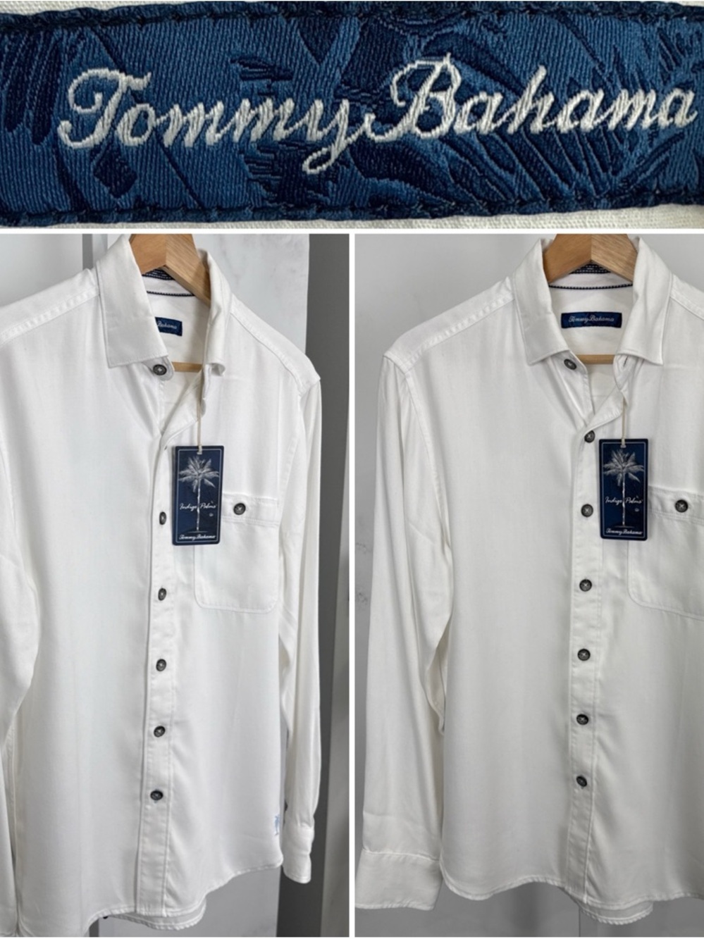 Tommy Bahama Men’s Indigo Palms Longsleeve Button Up White Size XS NEW